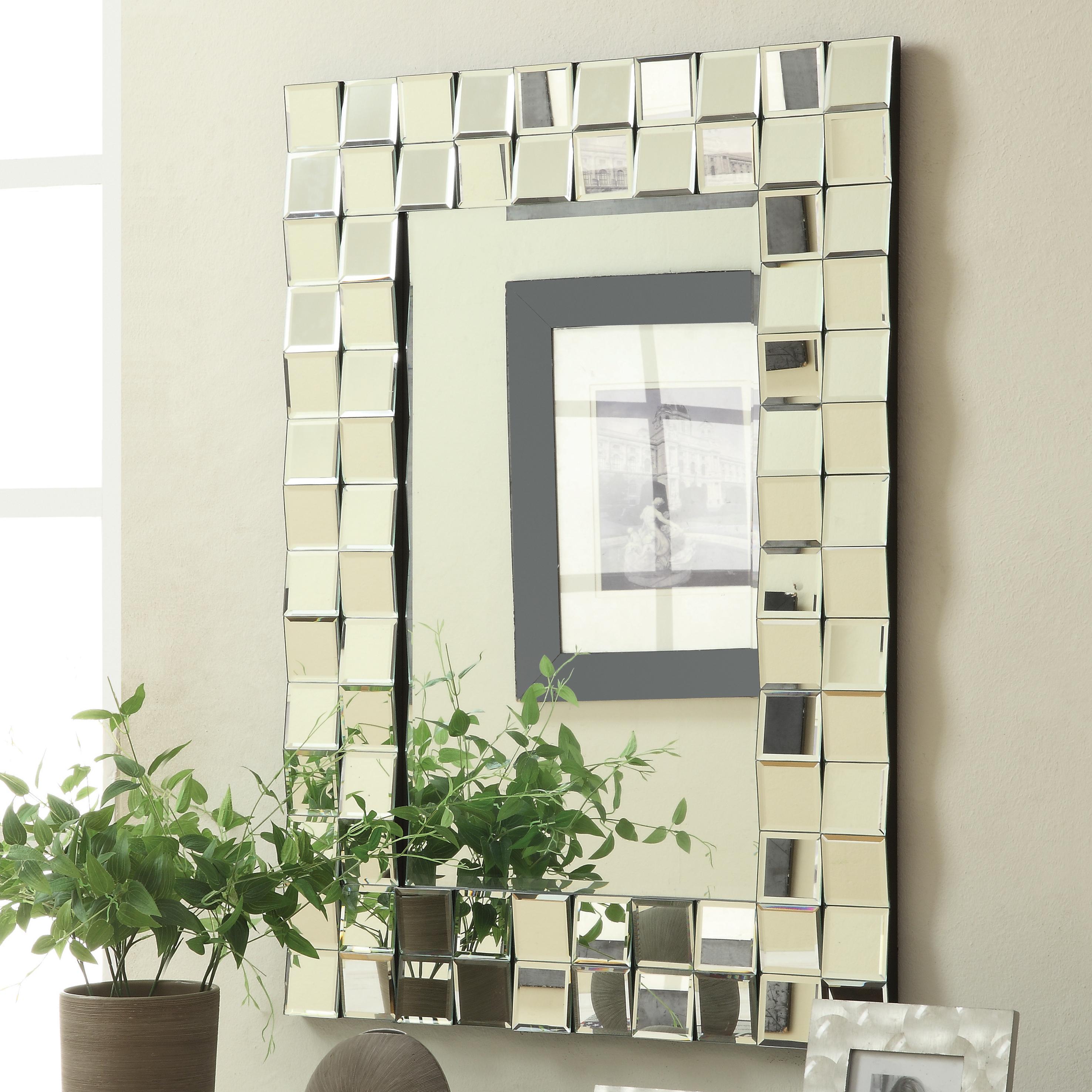 Coaster Accent Mirrors 901815 Contemporary Rectangular Wall Mirror in Silver Finish Del Sol